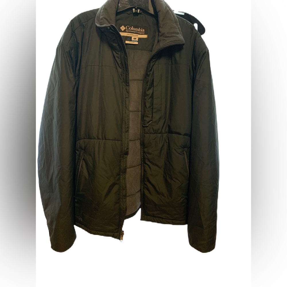 Columbia Jacket Puffer Coat Men's Adult Large Gray 4 Zipper Pockets 1 Inside